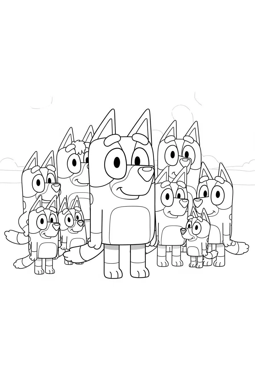 Desenho de Bluey e Seus Amigos para Colorir