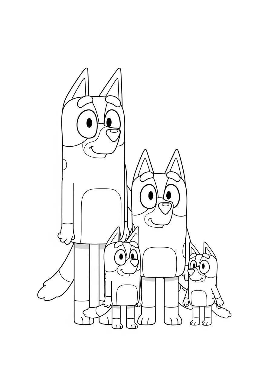 Desenho de Bluey e sua Família para Colorir