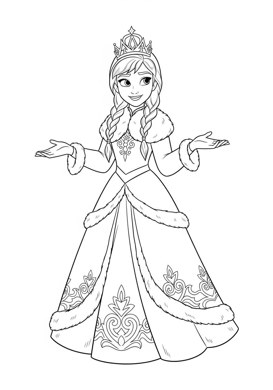 Desenho Frozen com a Elsa em Traje de Rainha para Colorir