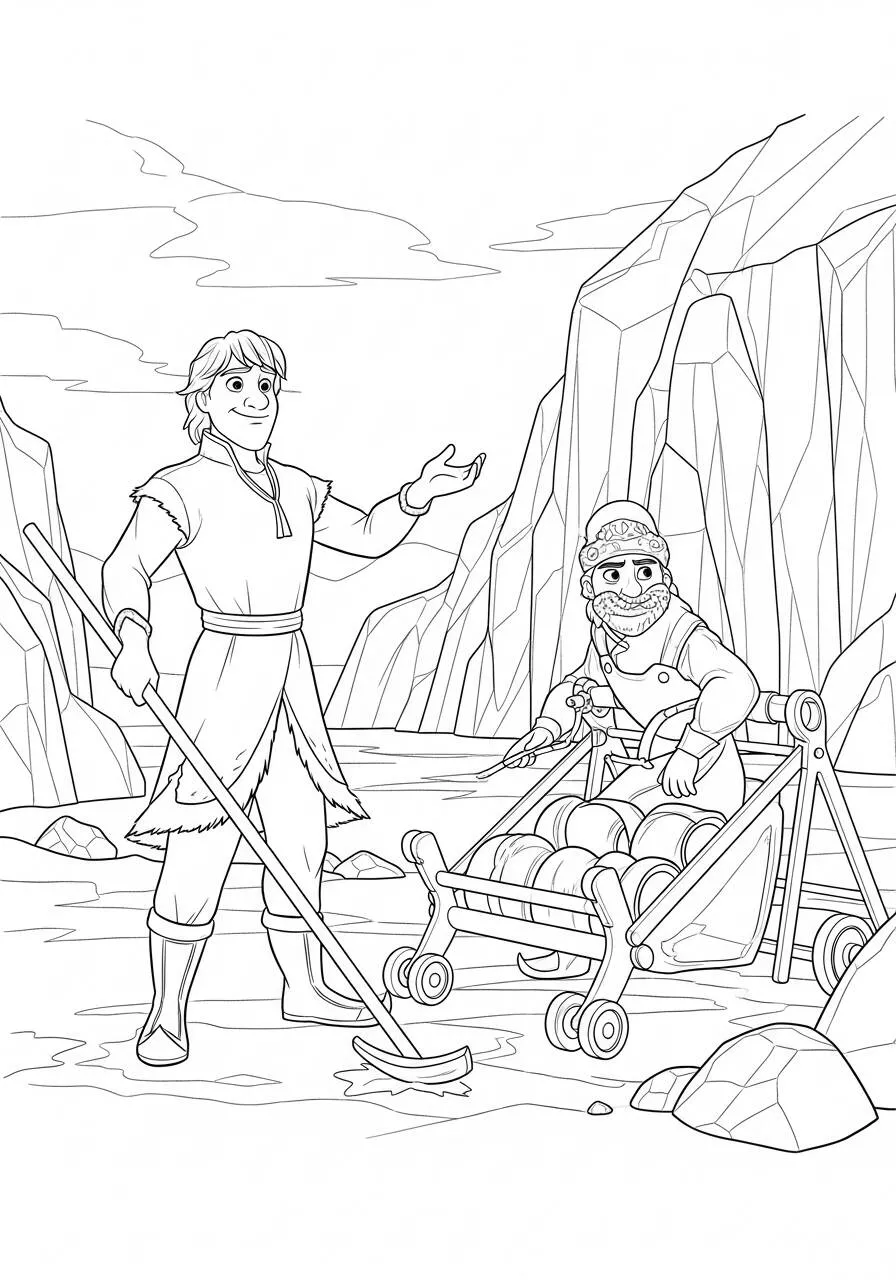 Desenho Frozen com Kristoff e Olaf Prontos para a Aventura para Colorir