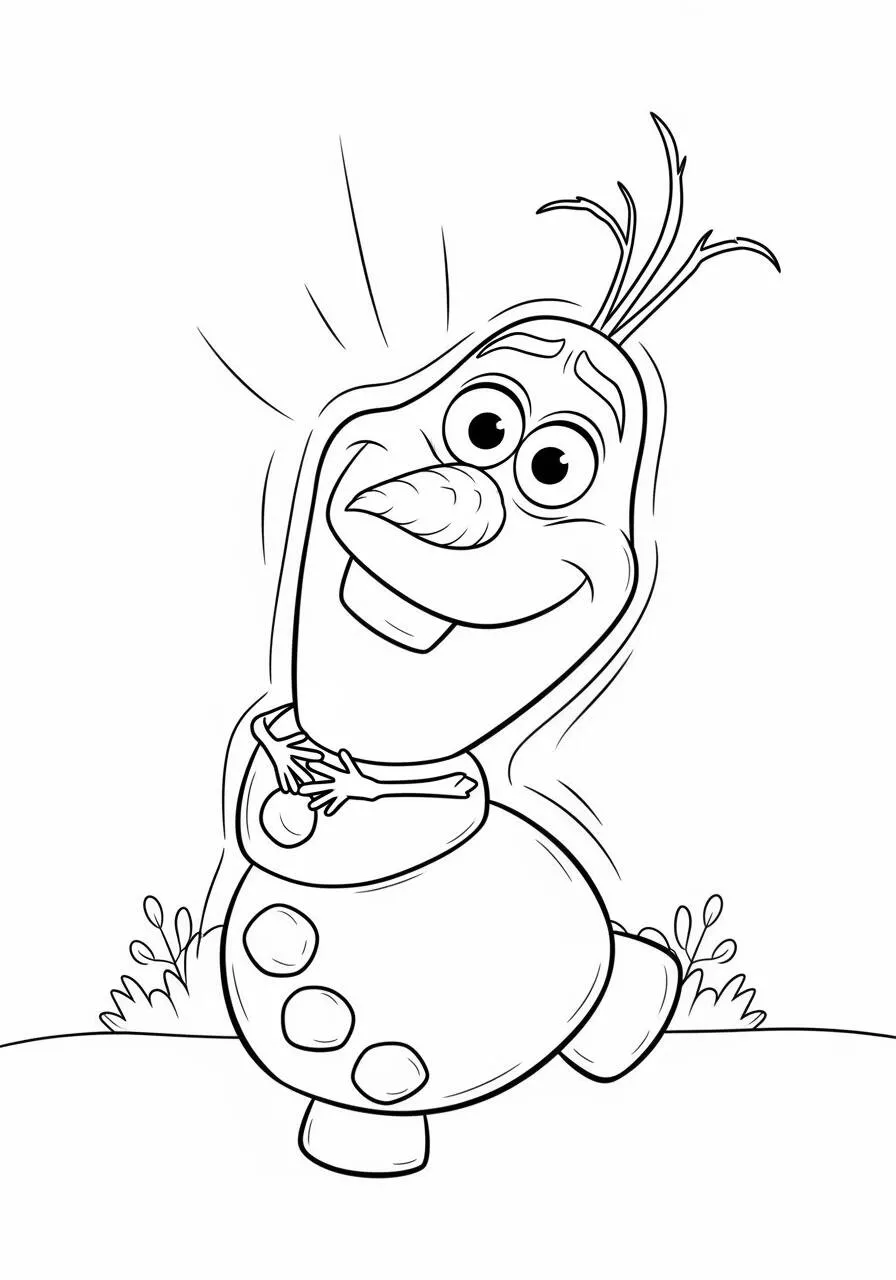 Desenho Frozen com o Olaf o Boneco de Neve Sorridente para Colorir