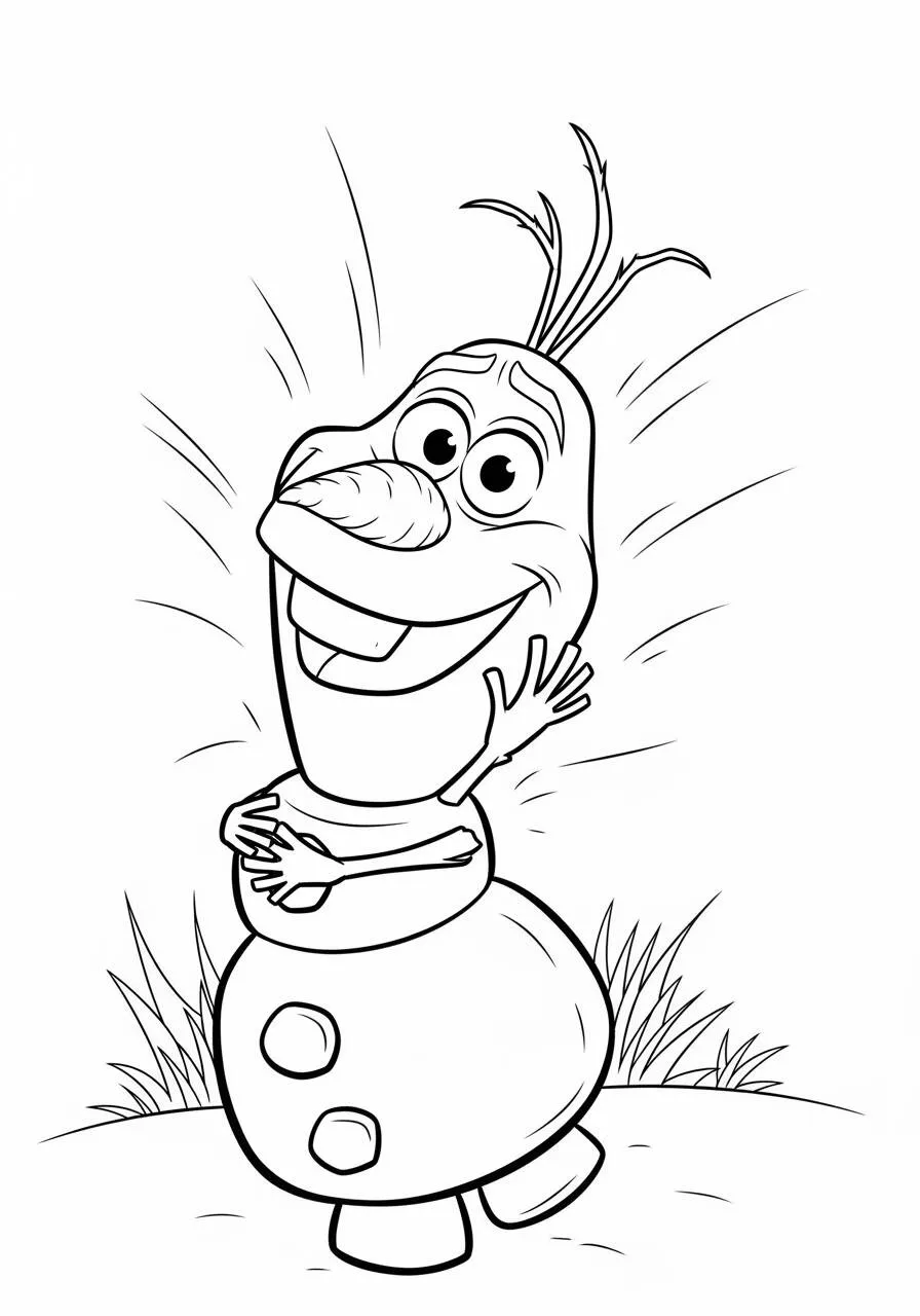 Desenho Frozen com o Olaf o Boneco de Neve Sorridente para Colorir