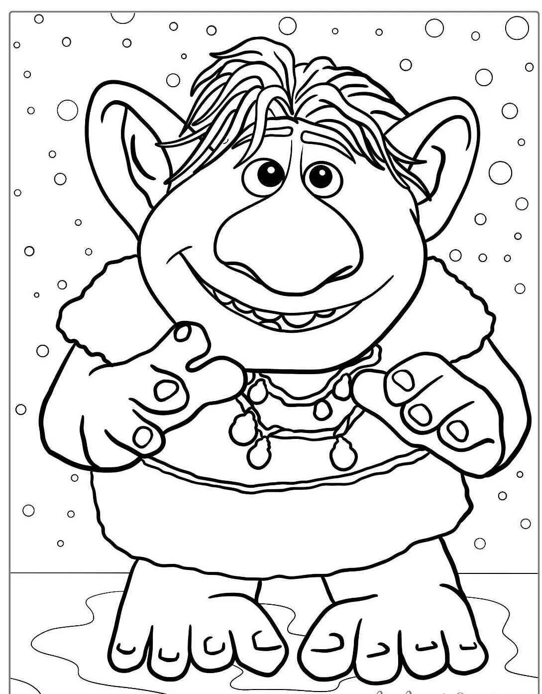 Desenho Frozen com o Troll Kristoff para Colorir