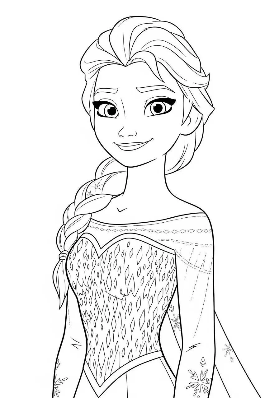 Desenho Frozen com a Elsa Sorridente para Colorir