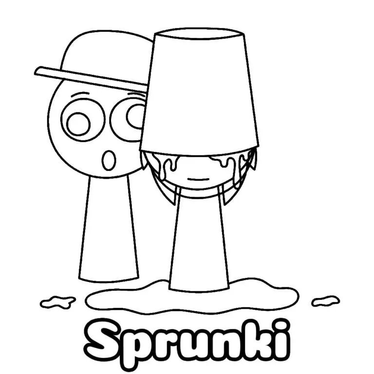 Coloriage Sprunki surpris avec un seau