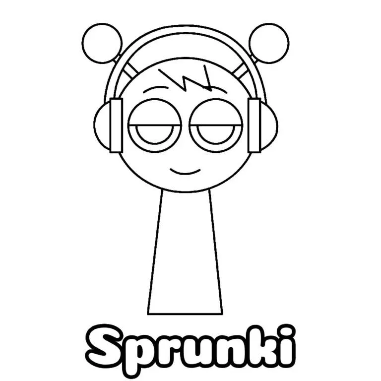 Desenho do Sprunki com Fones de Ouvido para Colorir