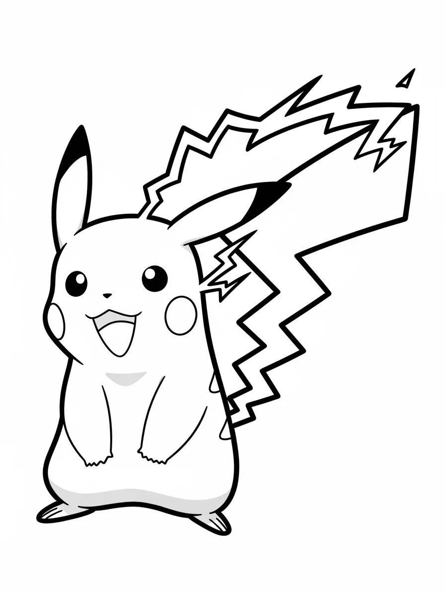 Desenho de Pikachu Sorridente para Colorir