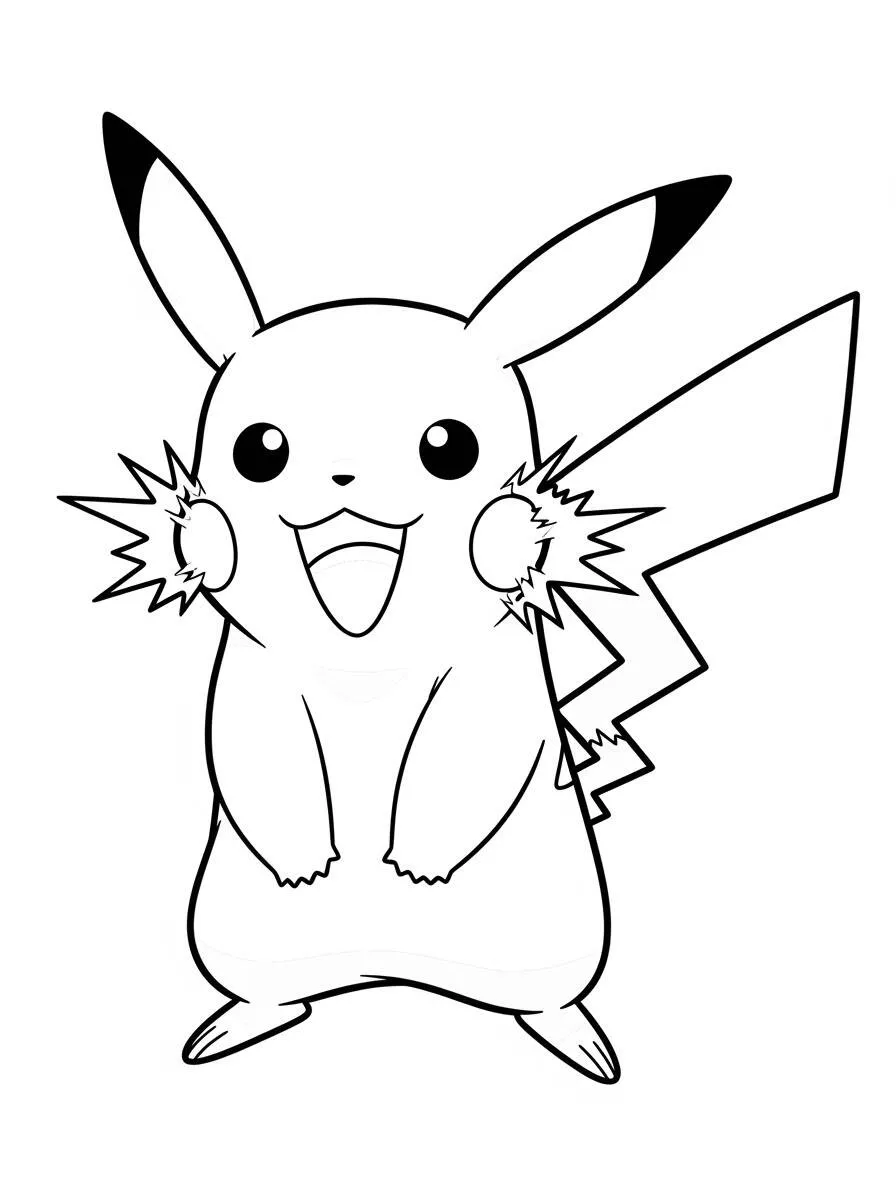 Desenho de Pikachu Feliz para Colorir