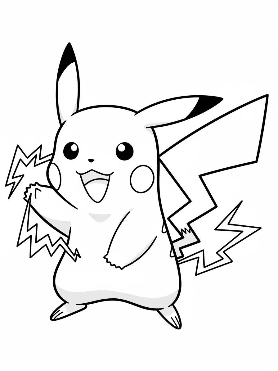 Desenho de Pikachu com Raio para Colorir