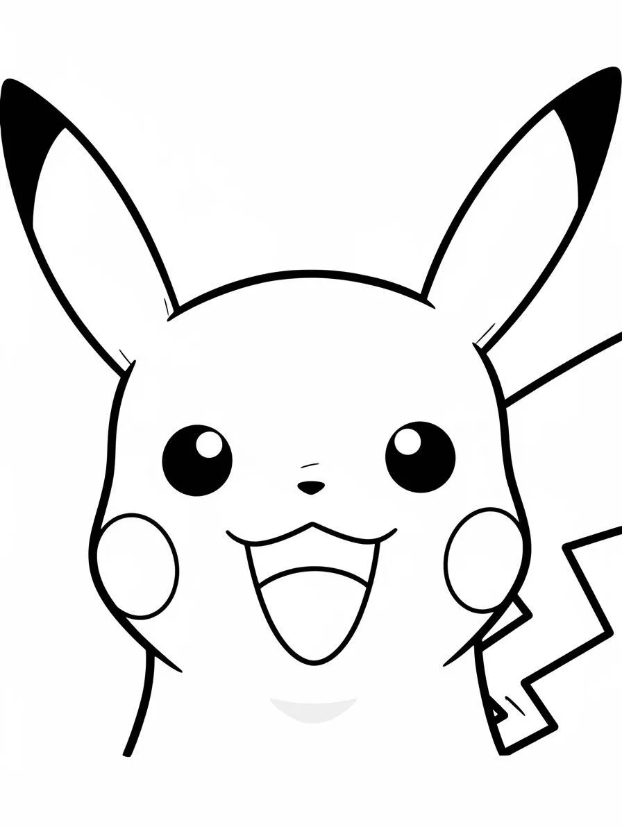 Desenho de Pikachu Sorridente para Colorir