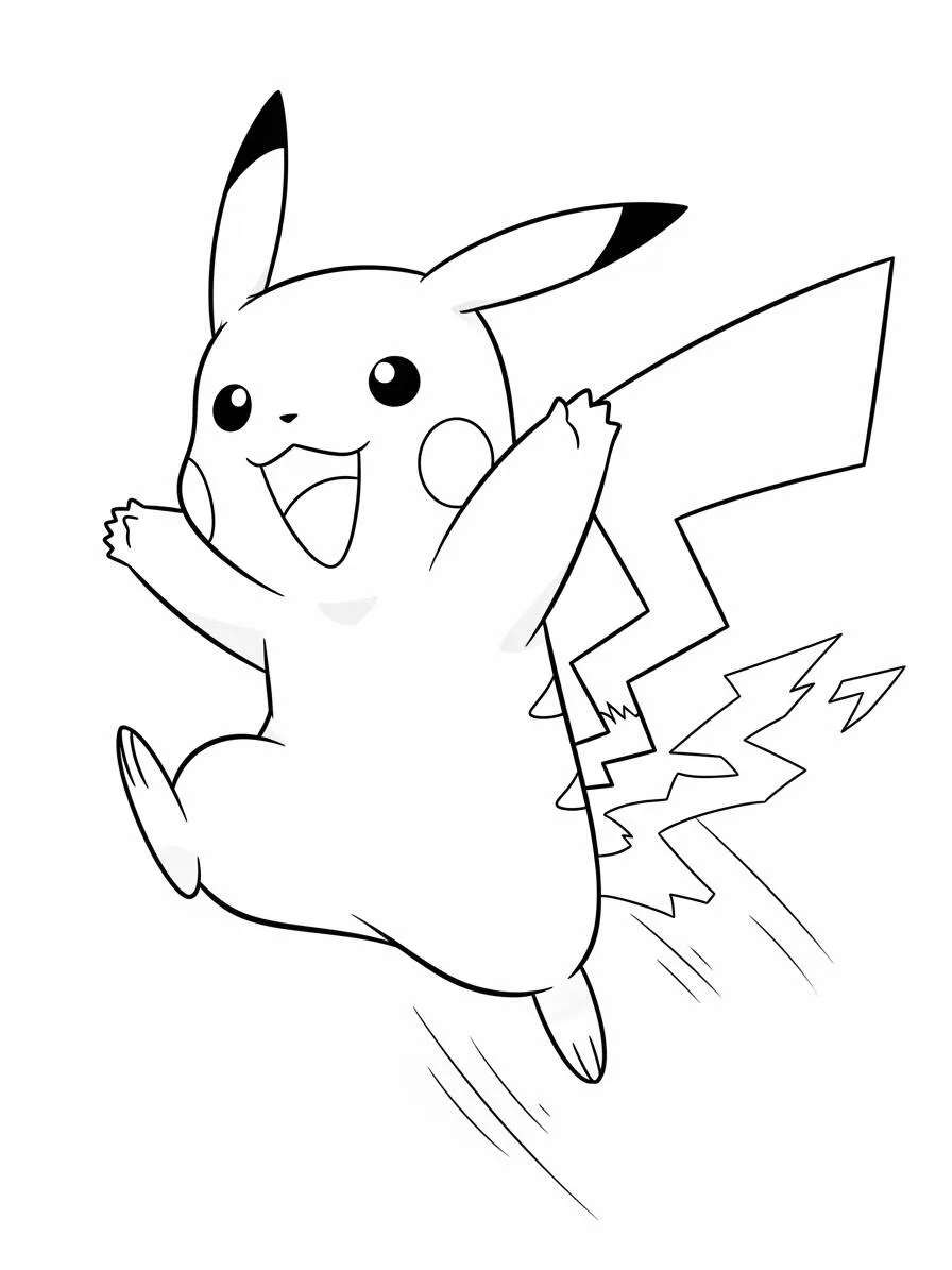Desenho de Pikachu Saltando para Colorir