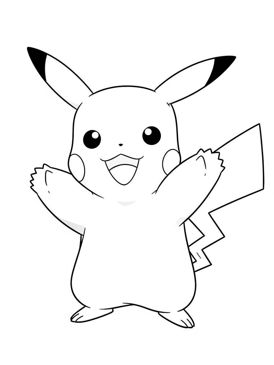 Desenho de Pikachu Feliz para Colorir