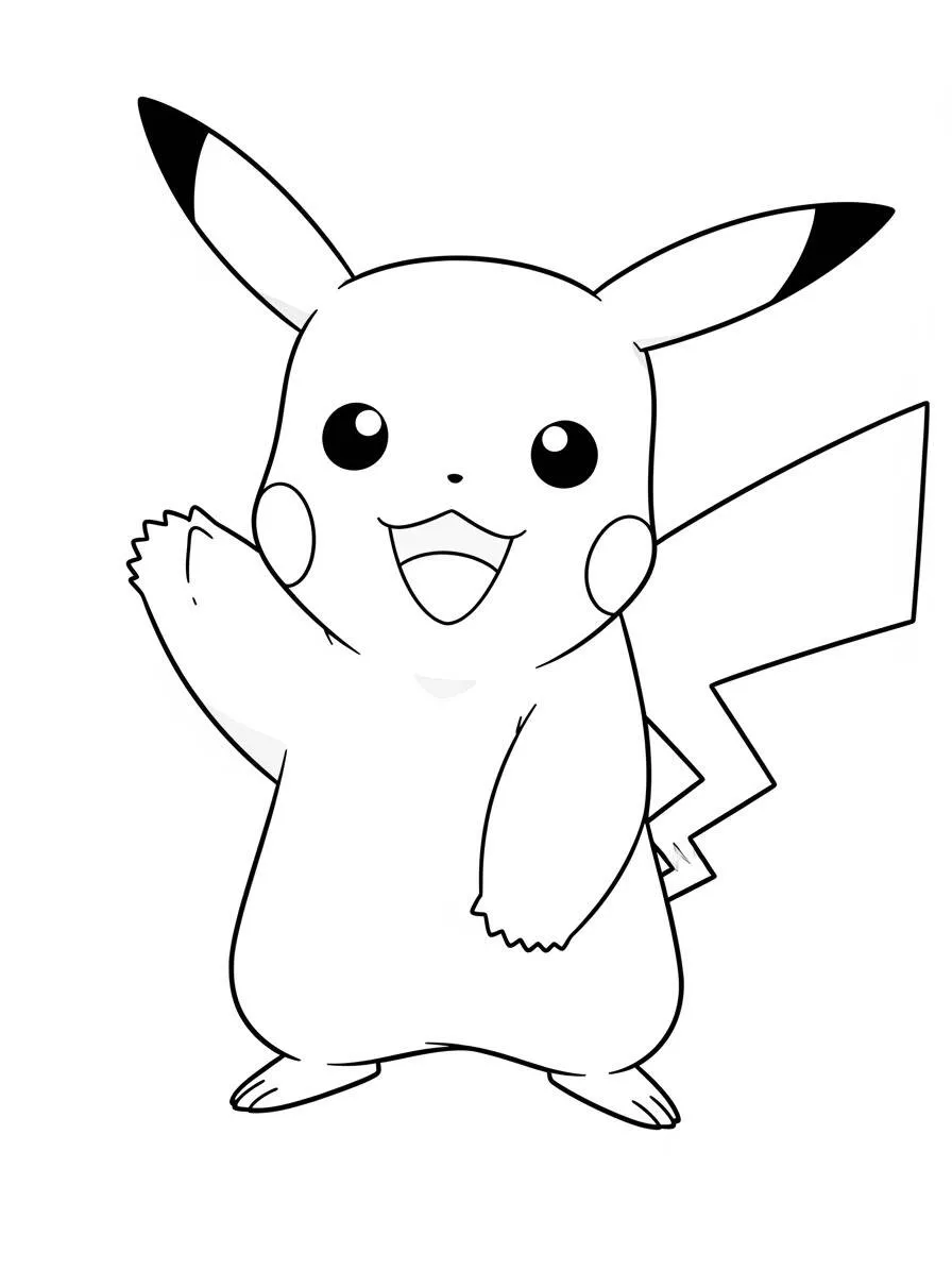 Desenho de Pikachu Acenando para Colorir