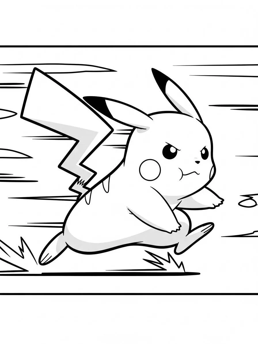 Desenho de Pikachu Correndo para Colorir