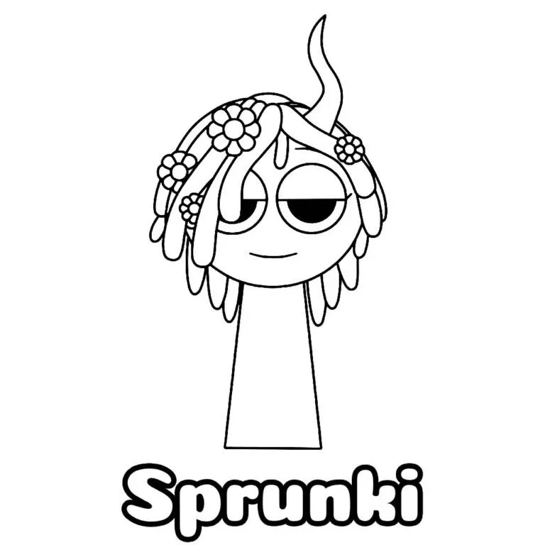 Desenho do Sprunki com Flores para Colorir