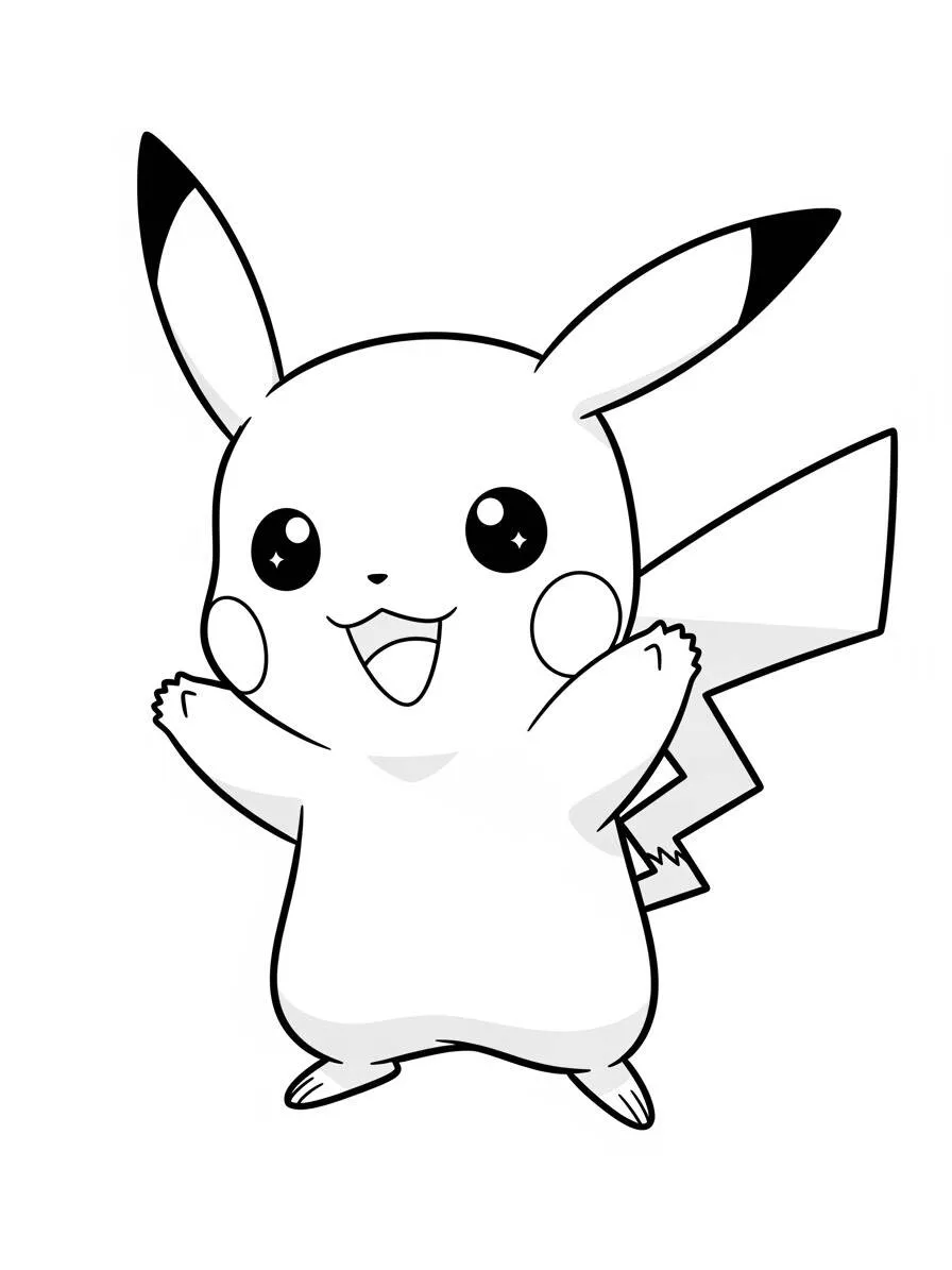 Desenho de Pikachu Feliz para Colorir
