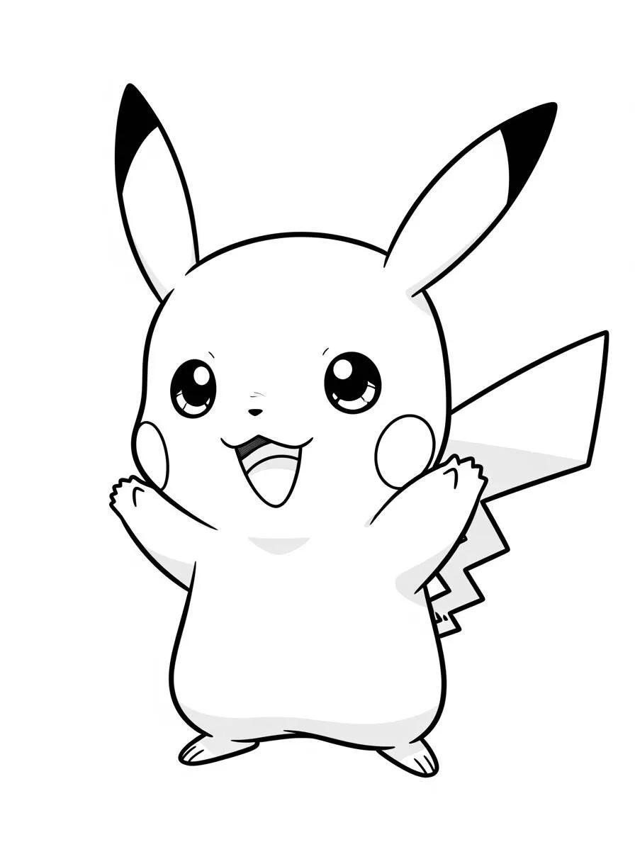 Desenho de Pikachu Feliz para Colorir