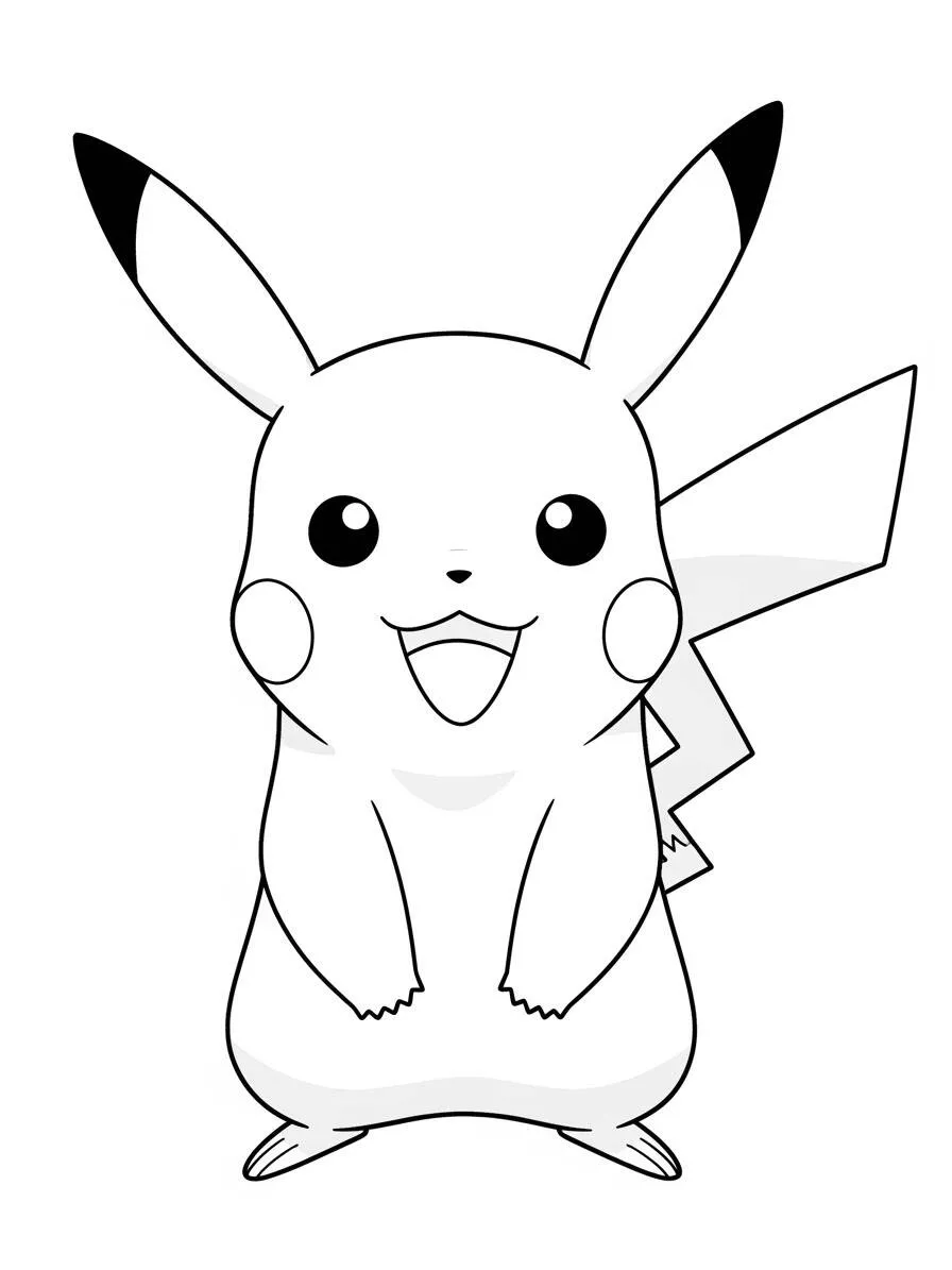 Desenho de Pikachu Sorridente para Colorir