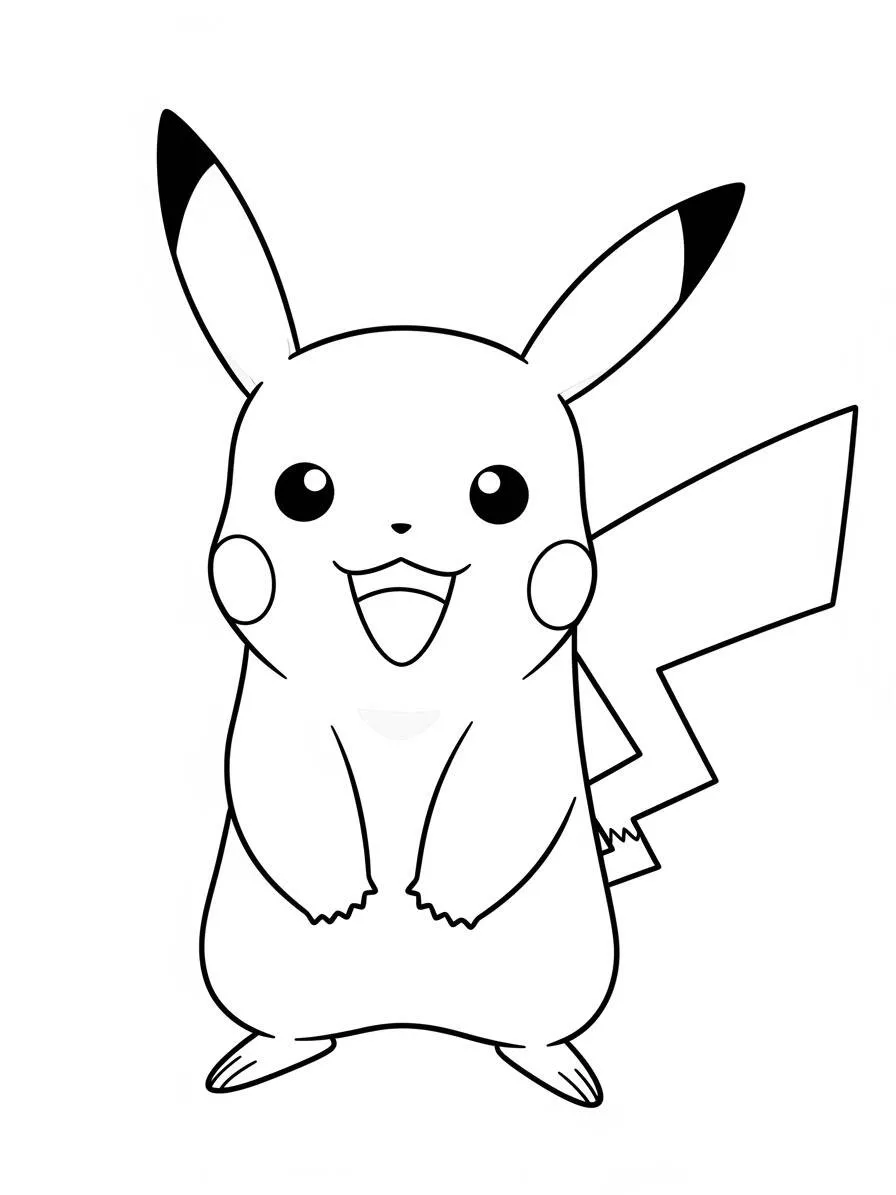 Desenho de Pikachu Sorridente para Colorir