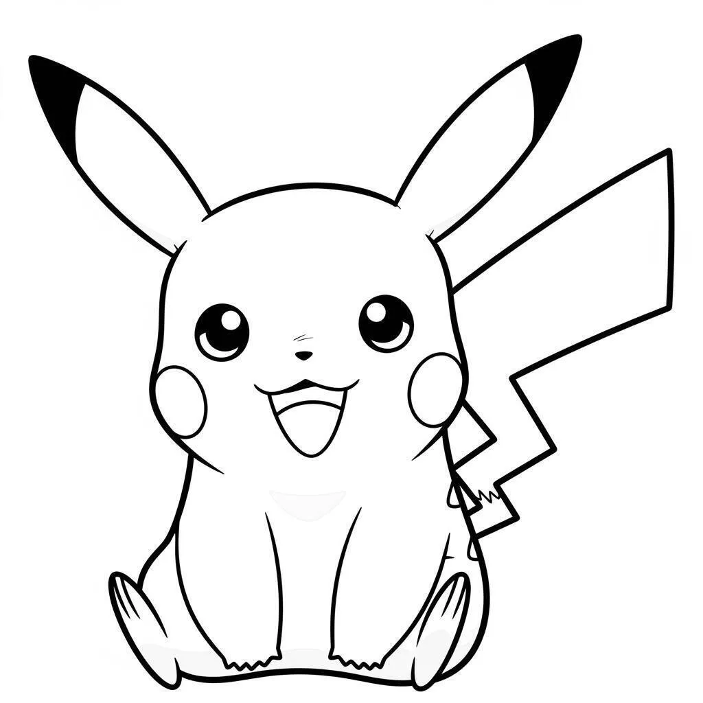 Desenho de Pikachu Sorridente para Colorir