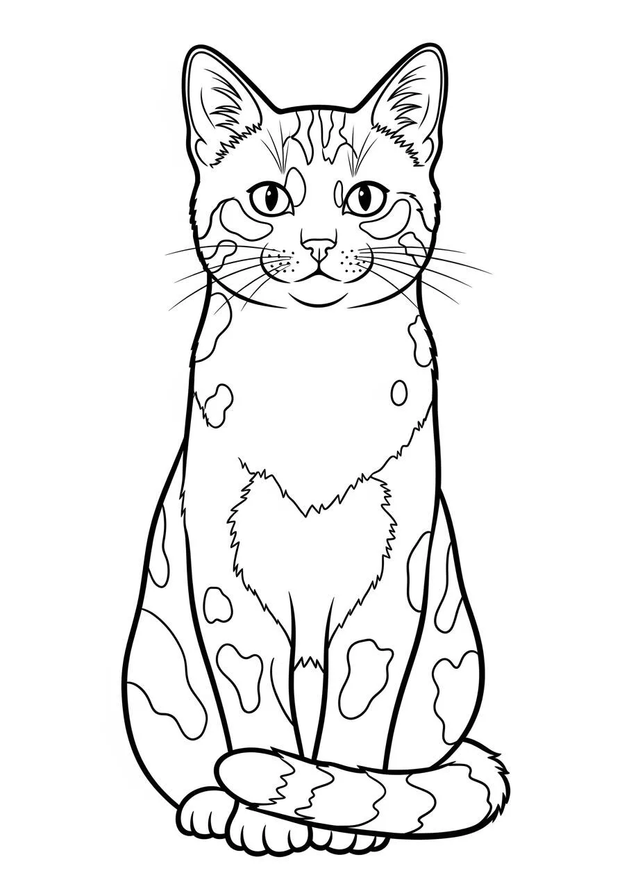 Desenho de Gato Lindo Sentado para Colorir