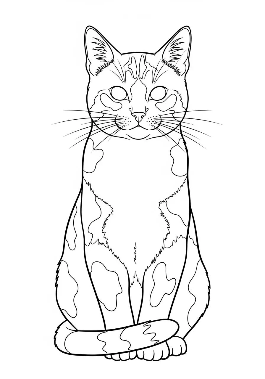 Gato Atigrado Sentado Página Para Colorear