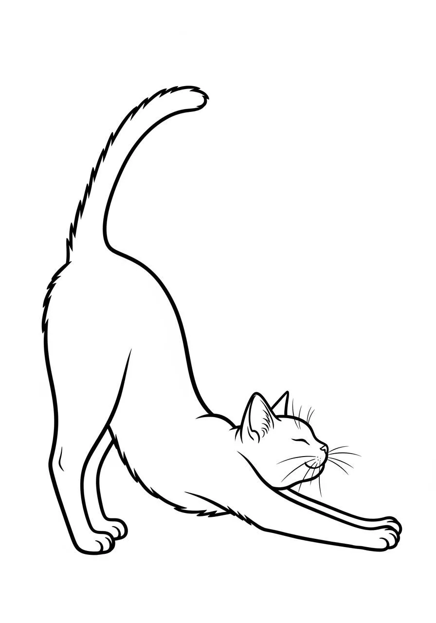 Gato Acostado Dibujo para colorear