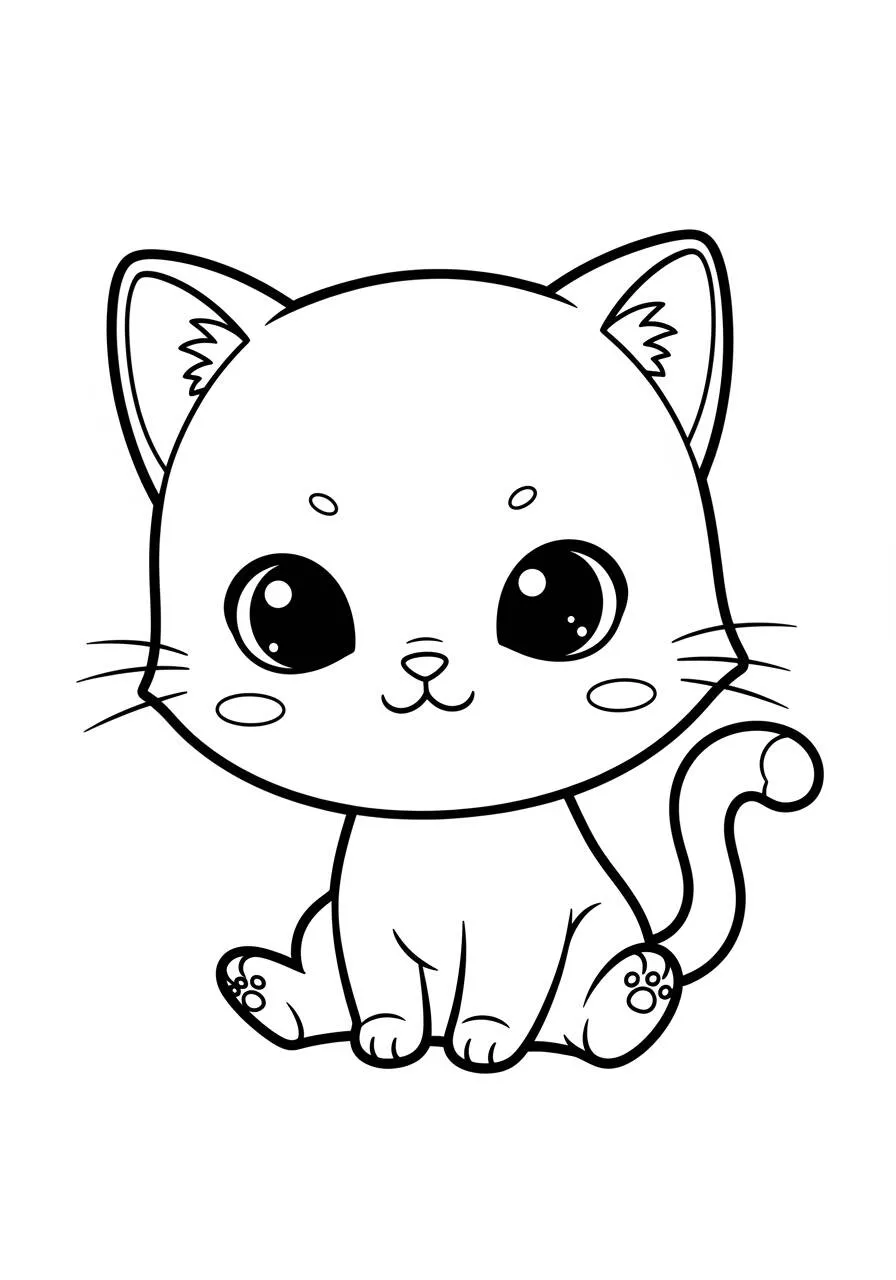 Lindo gatito con ojos grandes Página para colorear