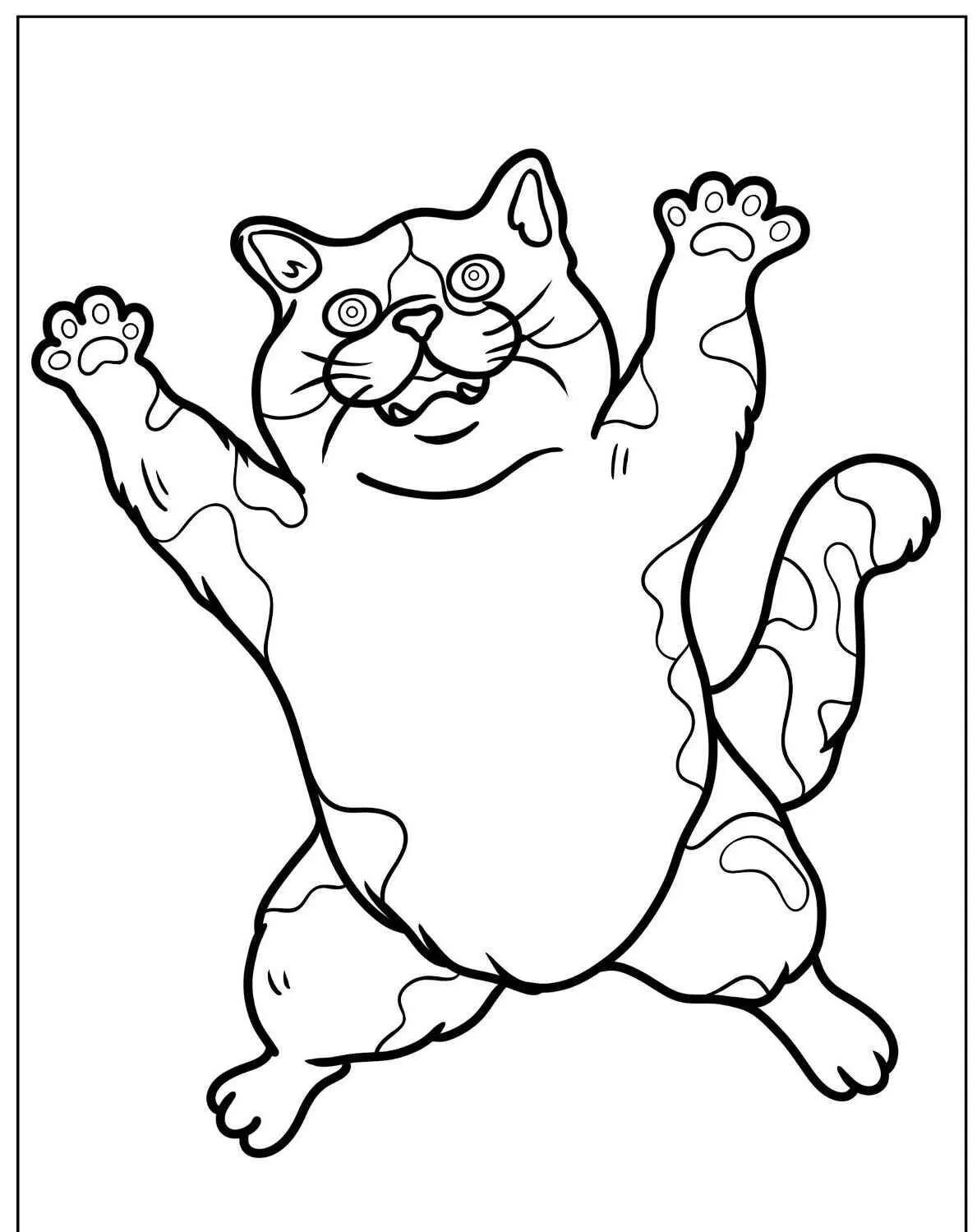 Desenho de Gato Gordo Pulando para Colorir