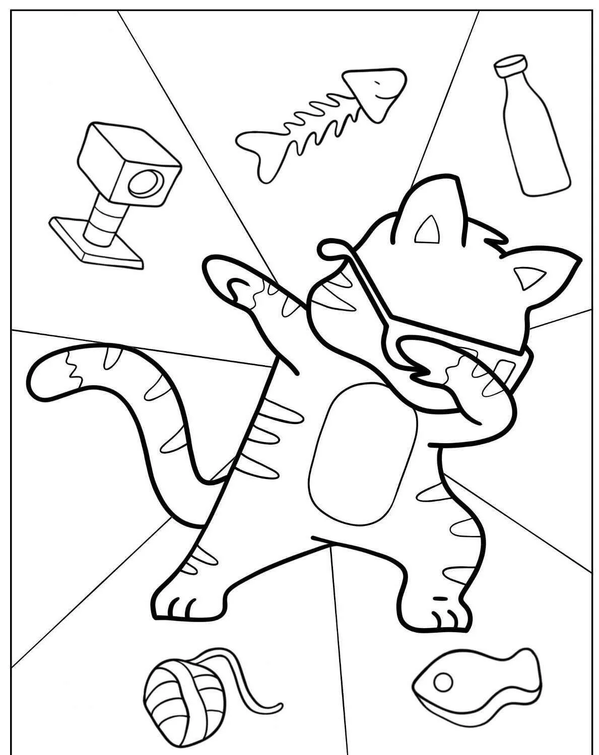 Desenho de Gato Dançando com Óculos Escuros para Colorir