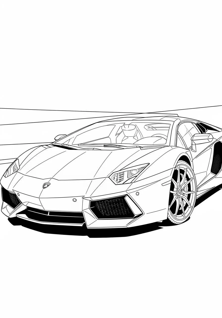 Desenho de Lamborghini Aventador para Colorir com Detalhes Esportivos