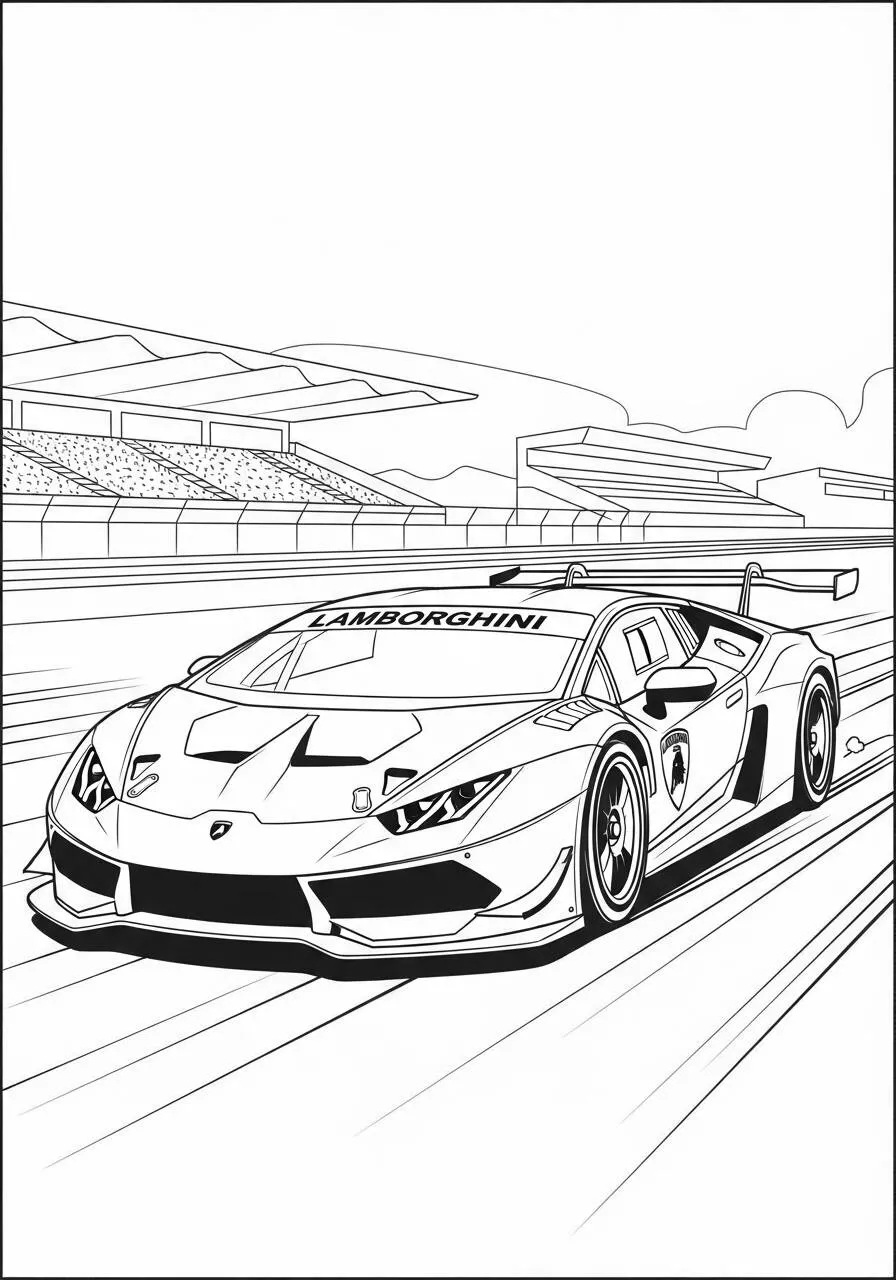 Desenho de Lamborghini Huracán de Corrida para Colorir