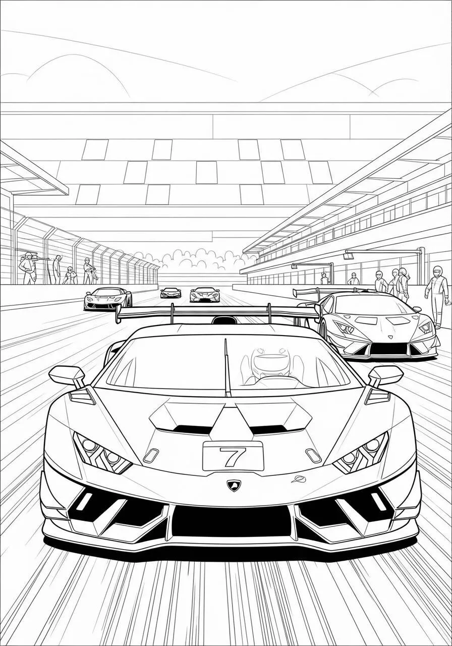 Desenho de Lamborghini Huracán em Corrida para Colorir