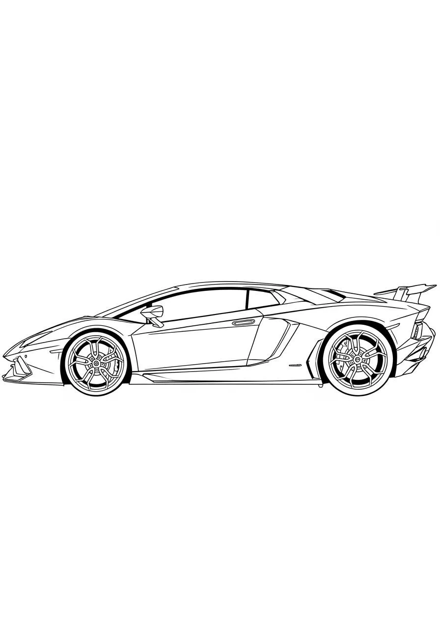 Desenho de Lamborghini Aventador Lateral para Colorir