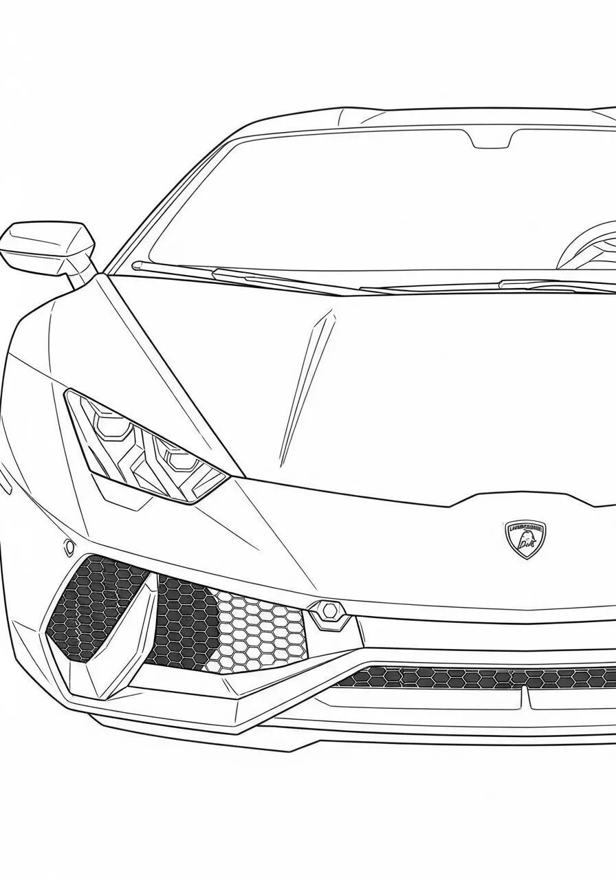 Desenho de Lamborghini Huracán Frontal para Colorir
