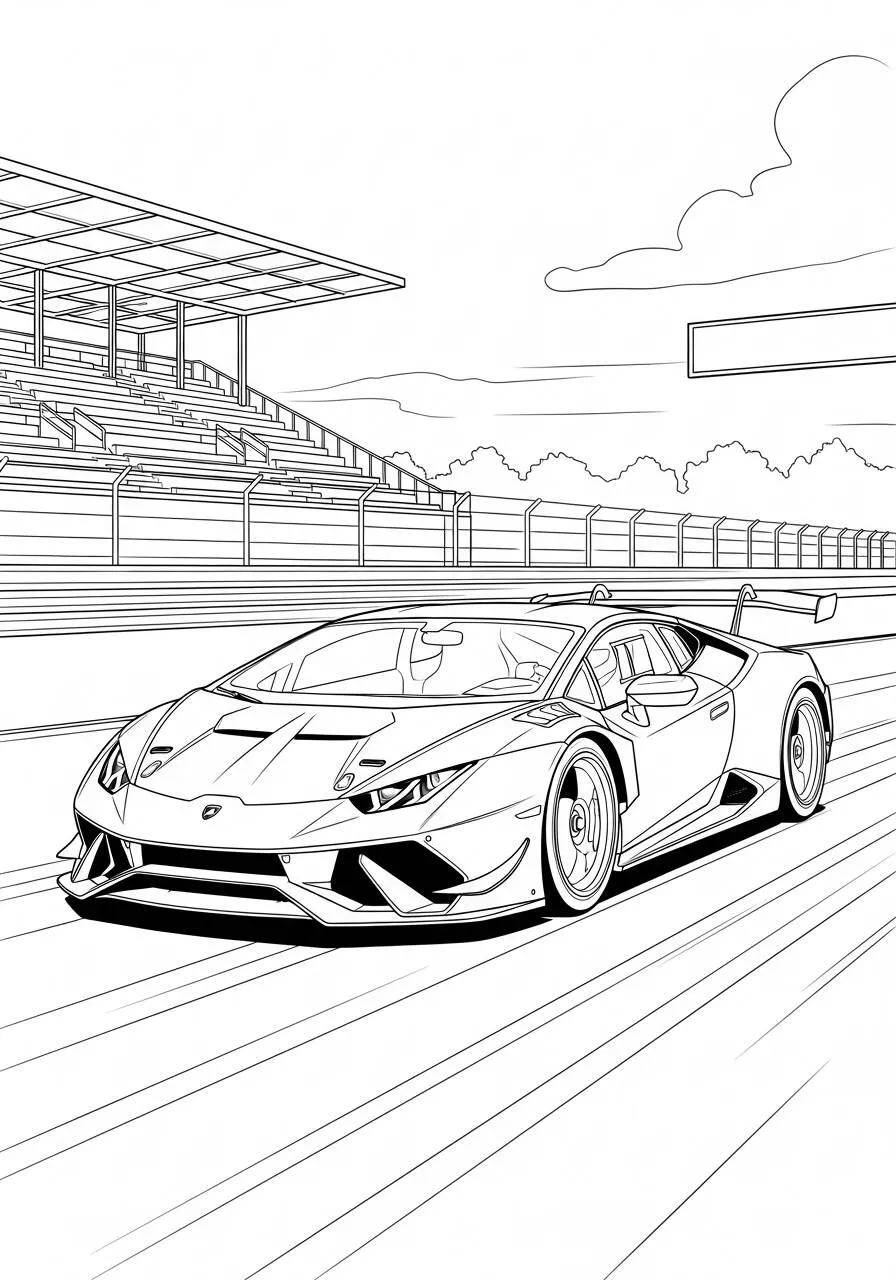 Desenho de Lamborghini Huracán em Alta Velocidade para Colorir