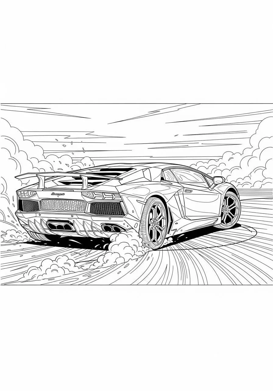 Desenho de Lamborghini Aventador em Alta Velocidade para Colorir