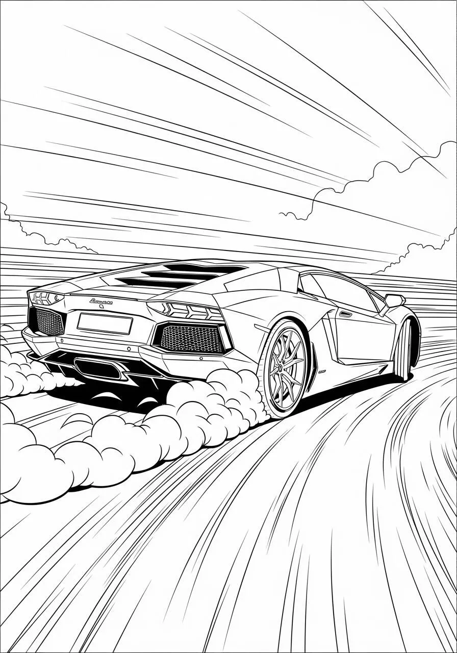 Desenho de Lamborghini Aventador em Alta Velocidade para Colorir
