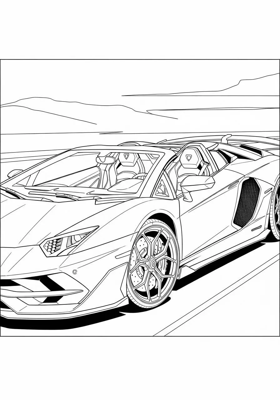Desenho de Lamborghini Aventador Roadster para Colorir