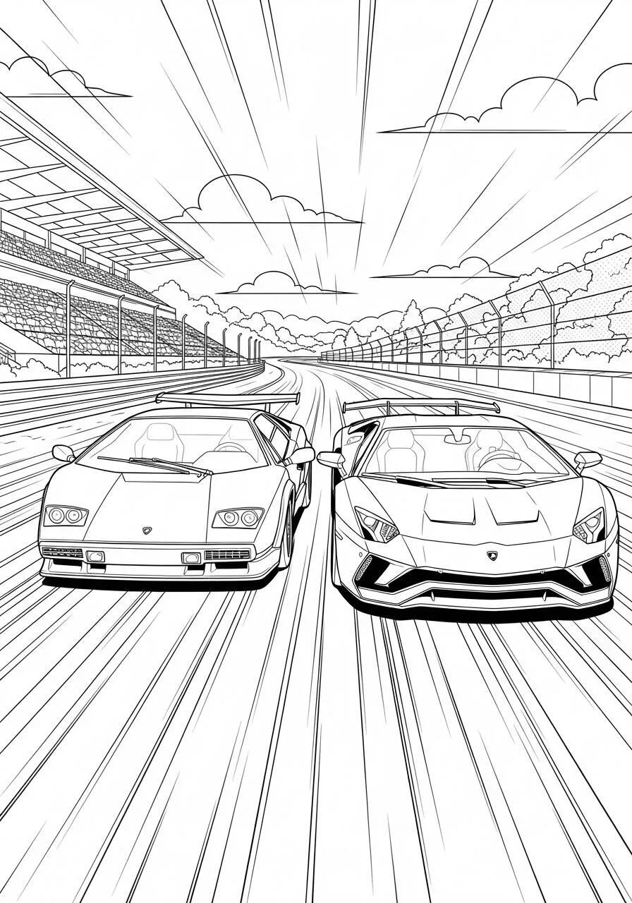 Desenho de Lamborghini Diablo e Aventador para Colorir