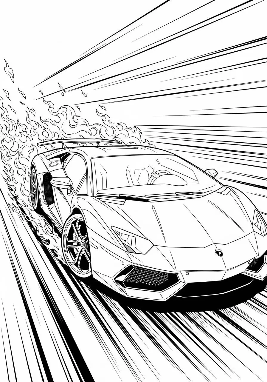 Desenho de Lamborghini Aventador em Alta Velocidade para Colorir