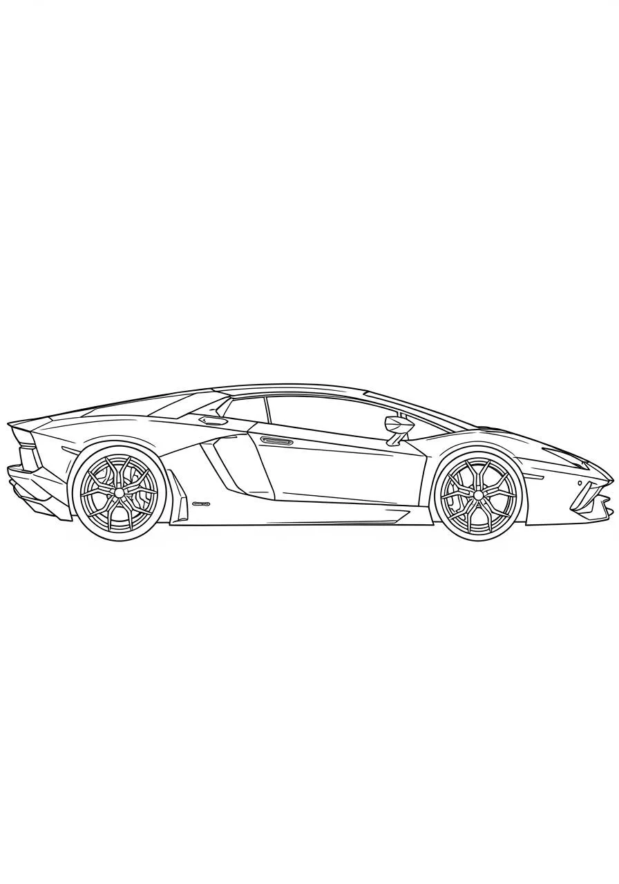 Desenho de Lamborghini Aventador Lateral para Colorir