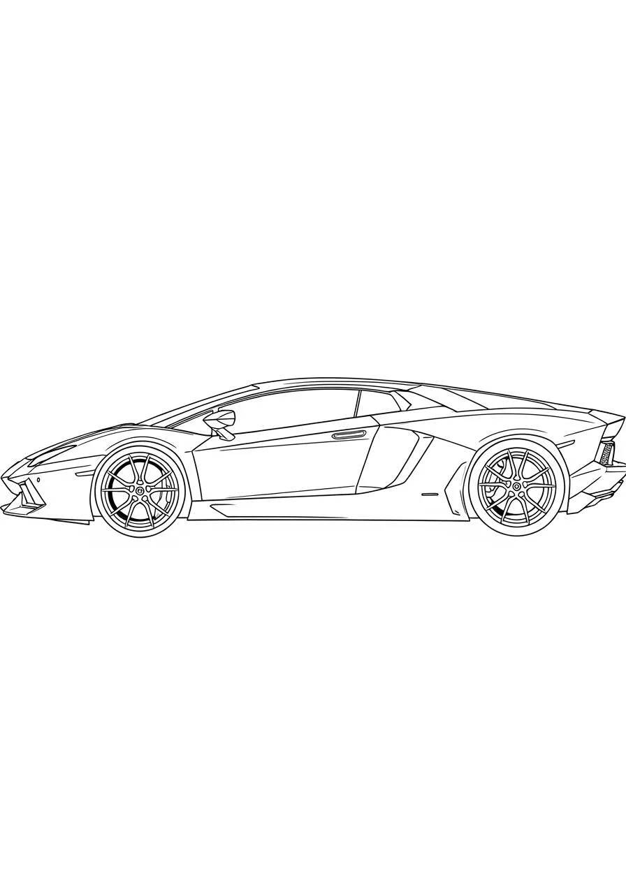 Desenho de Lamborghini Aventador Lateral para Colorir