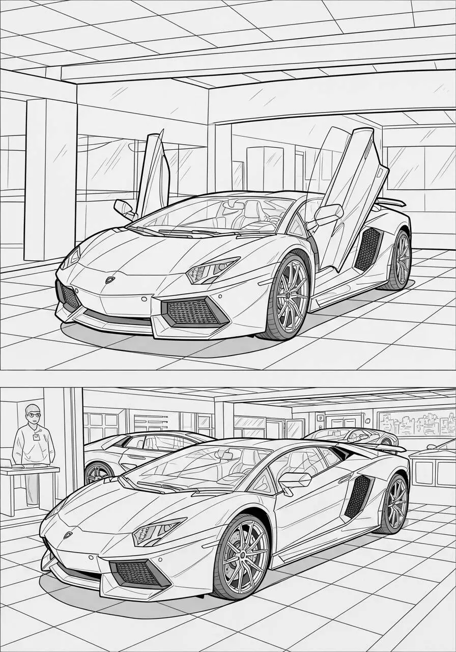 Desenho de Lamborghini Aventador com Portas Abertas para Colorir