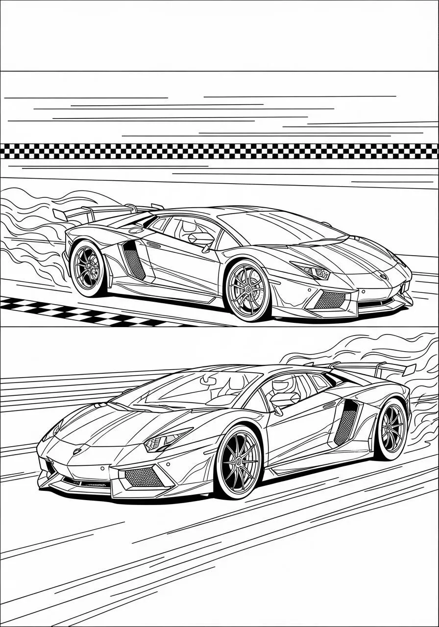 Desenho de Lamborghini Aventador em Alta Velocidade para Colorir