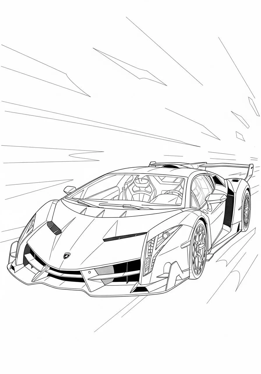 Desenho de Lamborghini Veneno em Alta Velocidade para Colorir