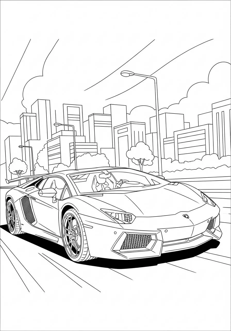 Desenho de Lamborghini Aventador em Alta Velocidade para Colorir