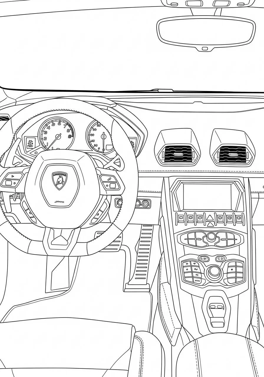 Desenho do Interior de um Lamborghini para Colorir