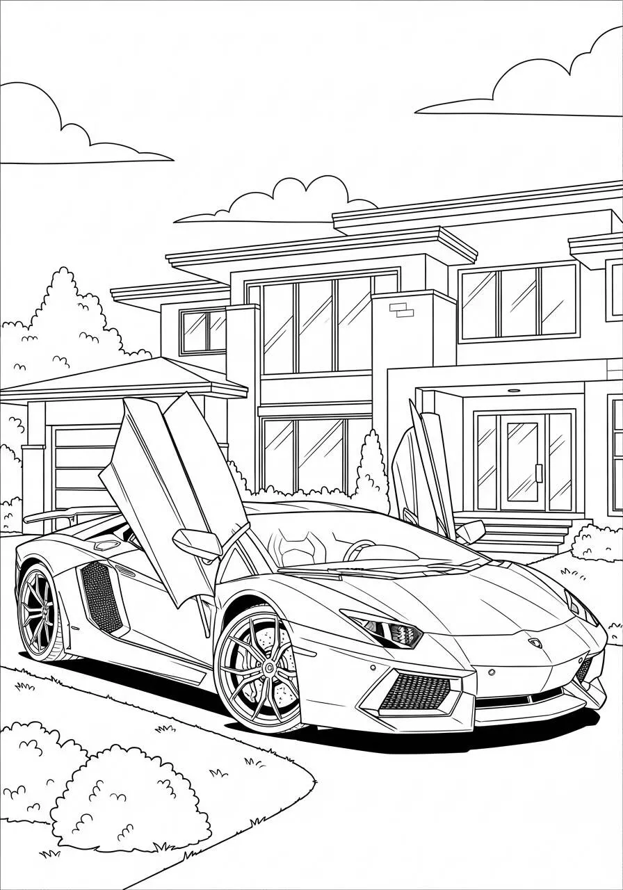 Desenho de Lamborghini Aventador com Portas Abertas para Colorir
