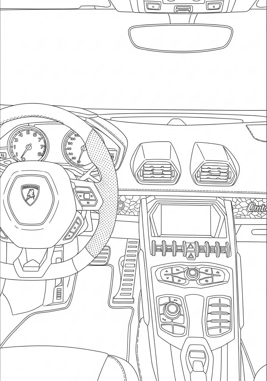 Desenho do Interior de um Lamborghini para Colorir
